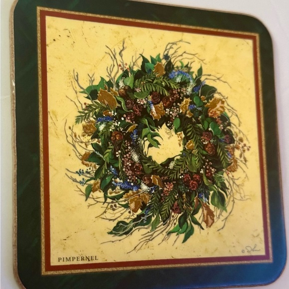 Vintage Pimpernel Holiday Coasters Set of 6 - Cork Back - Good Condition - Picture 9 of 16